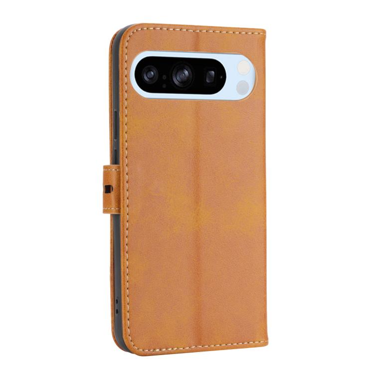 For Google Pixel 10 Pro XL Embossed Happy Cat Pattern Flip Leather Phone Case(Yellow) - Google Cases by buy2fix | Online Shopping UK | buy2fix