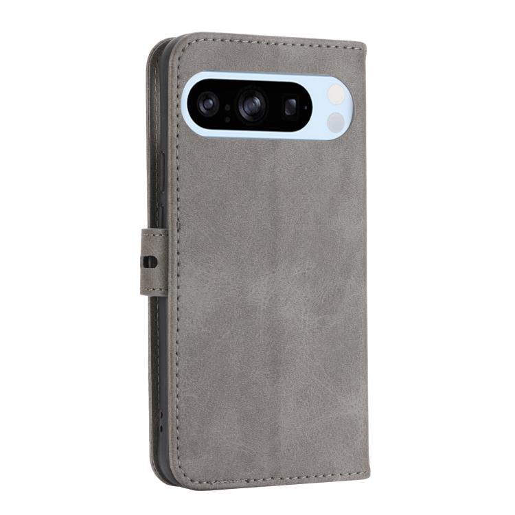 For Google Pixel 10 Pro XL Embossed Happy Cat Pattern Flip Leather Phone Case(Grey) - Google Cases by buy2fix | Online Shopping UK | buy2fix