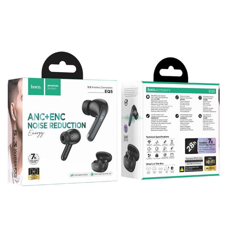 hoco EQ5 True Wireless ANC+ENC Dual Noise Reduction Bluetooth Earphone(Black) - Bluetooth Earphone by hoco | Online Shopping UK | buy2fix