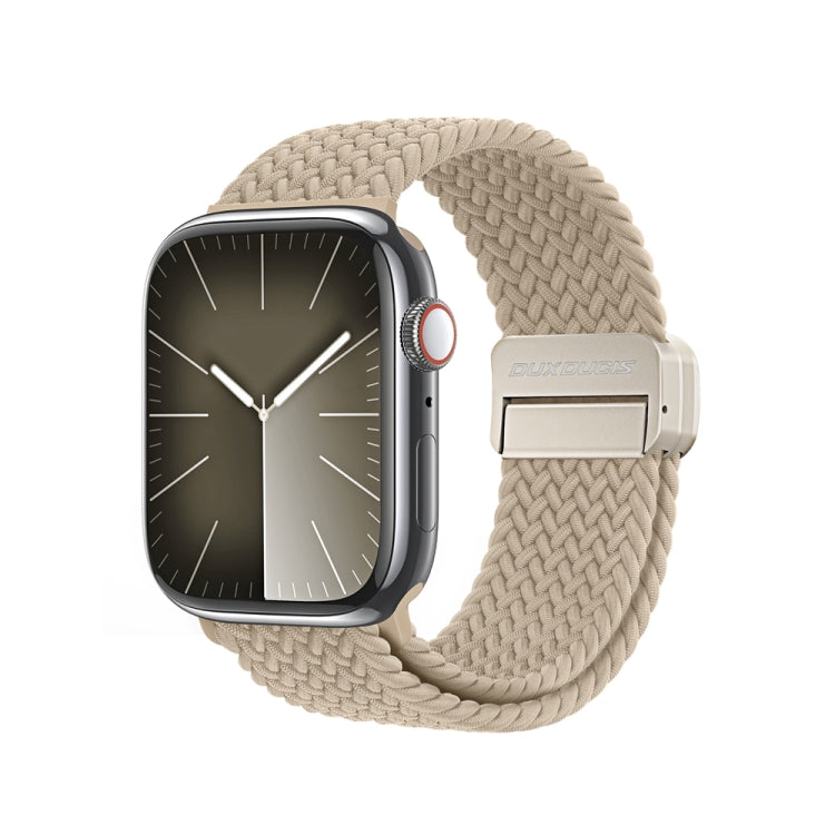 For Apple Watch SE 2023 44mm DUX DUCIS Mixture Pro Series Magnetic Buckle Nylon Braid Watch Band(Beige) by DUX DUCIS