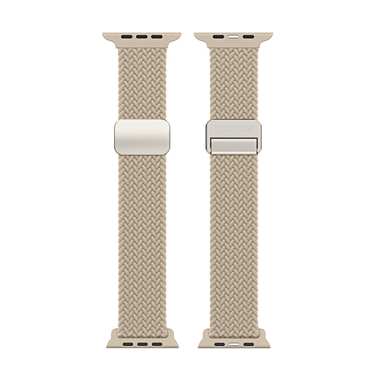 For Apple Watch SE 2023 44mm DUX DUCIS Mixture Pro Series Magnetic Buckle Nylon Braid Watch Band(Beige) by DUX DUCIS
