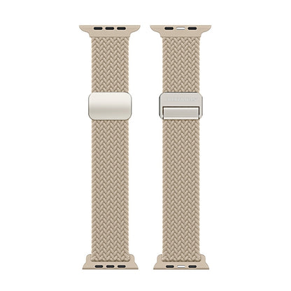 For Apple Watch SE 2023 44mm DUX DUCIS Mixture Pro Series Magnetic Buckle Nylon Braid Watch Band(Beige) by DUX DUCIS