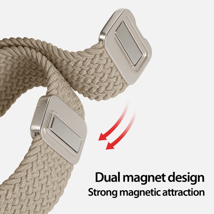 For Apple Watch SE 2023 44mm DUX DUCIS Mixture Pro Series Magnetic Buckle Nylon Braid Watch Band(Beige) by DUX DUCIS