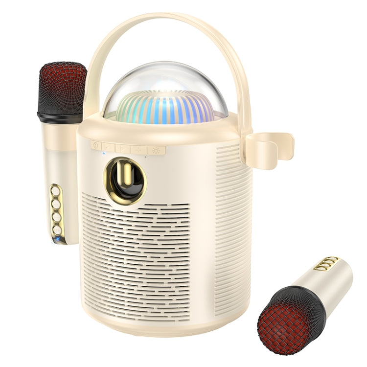 hoco BS59 Pearlescent Wireless Karaoke Bluetooth Speaker with Dual Mic(Beige) - Desktop Speaker by hoco | Online Shopping UK | buy2fix