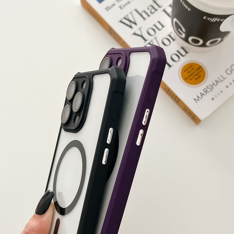 For iPhone 15 Pro Max Colorful Two-Color Lens Film MagSafe Magnetic Horn Acrylic+TPU Case(Grey) - iPhone 15 Pro Max Cases by buy2fix | Online Shopping UK | buy2fix