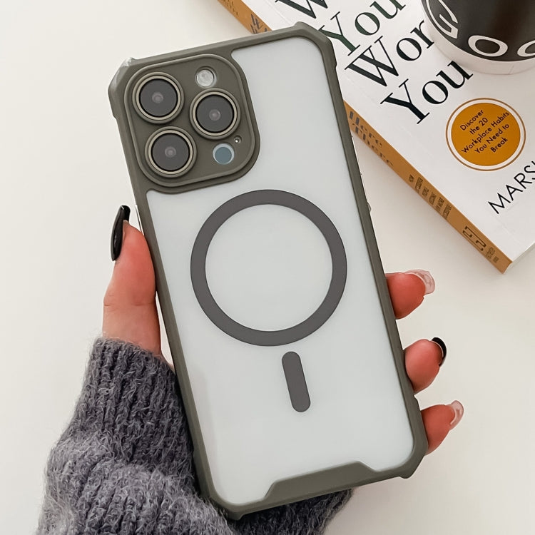 For iPhone 12 Pro Colorful Two-Color Lens Film MagSafe Magnetic Horn Acrylic+TPU Case(Grey) by buy2fix