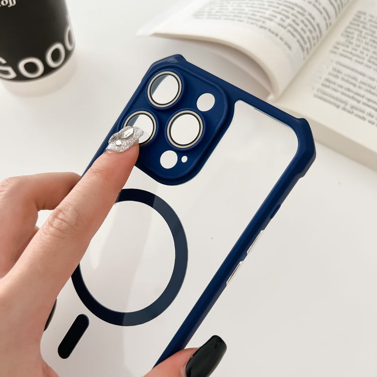 For iPhone 12 Pro Max Colorful Two-Color Lens Film MagSafe Magnetic Horn Acrylic+TPU Case(Blue) by buy2fix