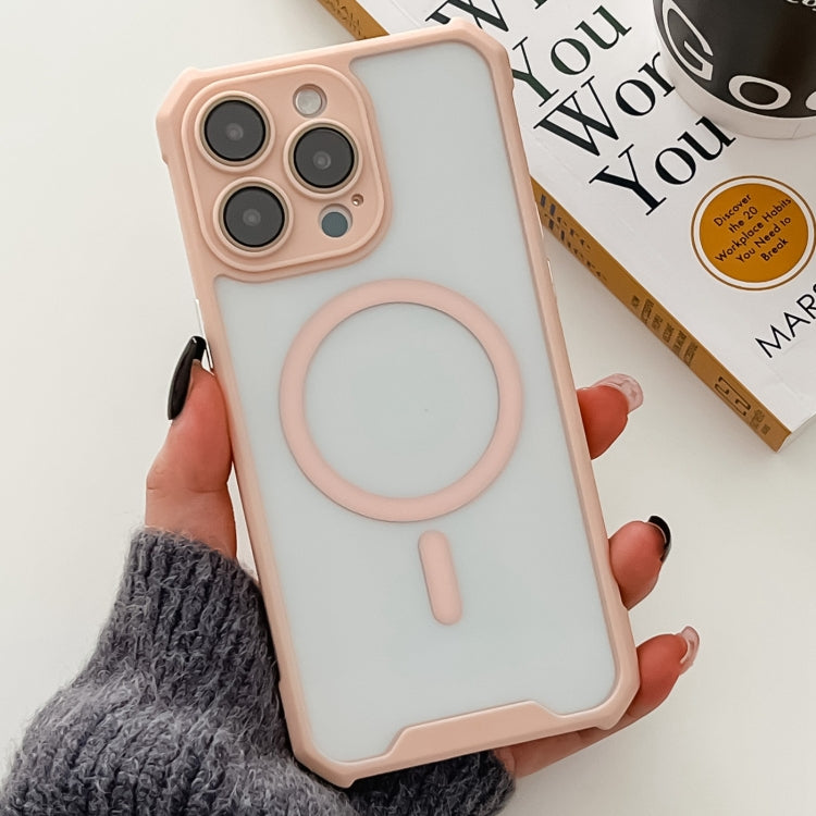 For iPhone 11 Pro Max Colorful Two-Color Lens Film MagSafe Magnetic Horn Acrylic+TPU Case(Pink) by buy2fix
