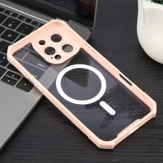 For iPhone 16 Pro Colorful Two-Color Lens Film MagSafe Magnetic Horn Acrylic+TPU Case(Pink) by buy2fix