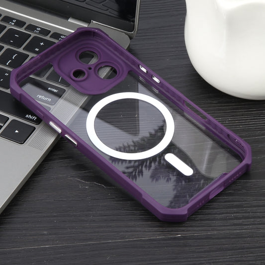 For iPhone 16 Colorful Two-Color Lens Film MagSafe Magnetic Horn Acrylic+TPU Case(Purple) by buy2fix