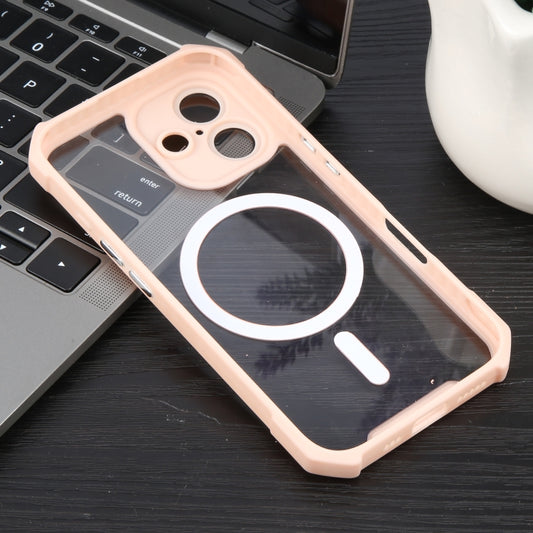 For iPhone 16 Colorful Two-Color Lens Film MagSafe Magnetic Horn Acrylic+TPU Case(Pink) by buy2fix