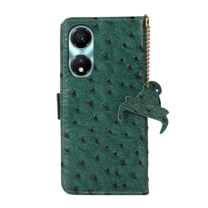 For Honor X5 Plus Ostrich Pattern Genuine Leather RFID Phone Case(Green) - Honor Cases by buy2fix | Online Shopping UK | buy2fix