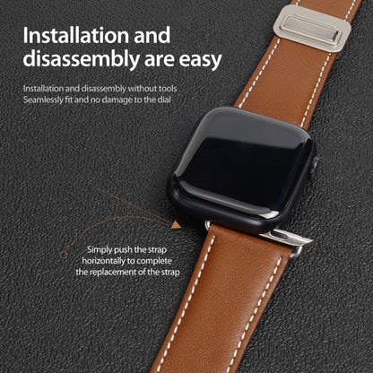 For Apple Watch Series 8 41mm DUX DUCIS YA Series Magnetic Buckle Genuine Leather Watch Band(Brown) - Watch Bands by DUX DUCIS | Online Shopping UK | buy2fix