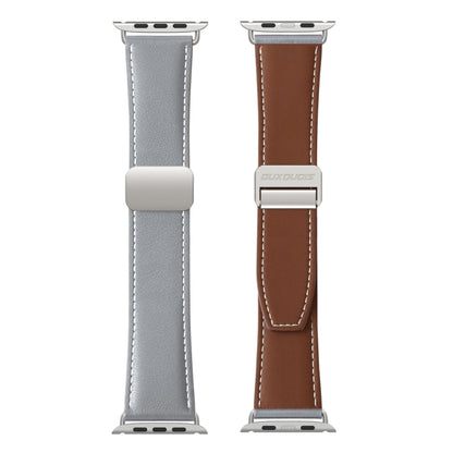 For Apple Watch Series 8 45mm DUX DUCIS YA Series Magnetic Buckle Genuine Leather Watch Band(Grey) - Watch Bands by DUX DUCIS | Online Shopping UK | buy2fix