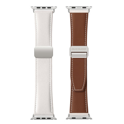 For Apple Watch SE 2022 40mm DUX DUCIS YA Series Magnetic Buckle Genuine Leather Watch Band(White) - Watch Bands by DUX DUCIS | Online Shopping UK | buy2fix