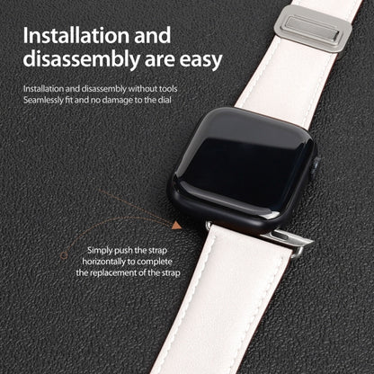 For Apple Watch SE 2022 44mm DUX DUCIS YA Series Magnetic Buckle Genuine Leather Watch Band(White) - Watch Bands by DUX DUCIS | Online Shopping UK | buy2fix