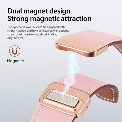 For Apple Watch Series 7 45mm DUX DUCIS YA Series Magnetic Buckle Genuine Leather Watch Band(Pink) - Watch Bands by DUX DUCIS | Online Shopping UK | buy2fix