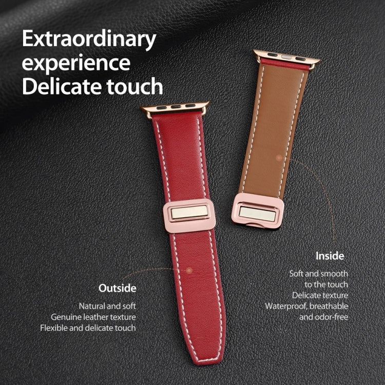 For Apple Watch SE 40mm DUX DUCIS YA Series Magnetic Buckle Genuine Leather Watch Band(Red) - Watch Bands by DUX DUCIS | Online Shopping UK | buy2fix