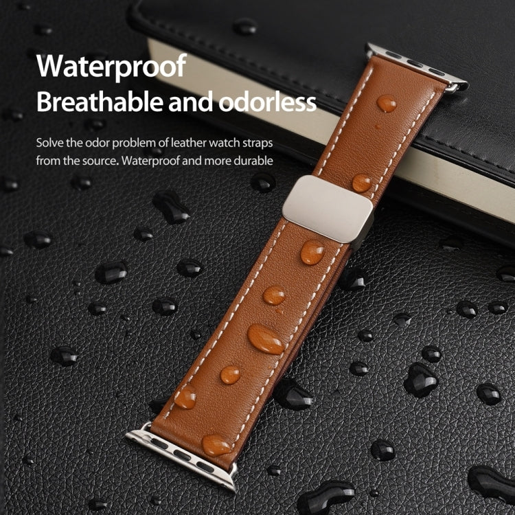 For Apple Watch Series 6 44mm DUX DUCIS YA Series Magnetic Buckle Genuine Leather Watch Band(Brown) - Watch Bands by DUX DUCIS | Online Shopping UK | buy2fix