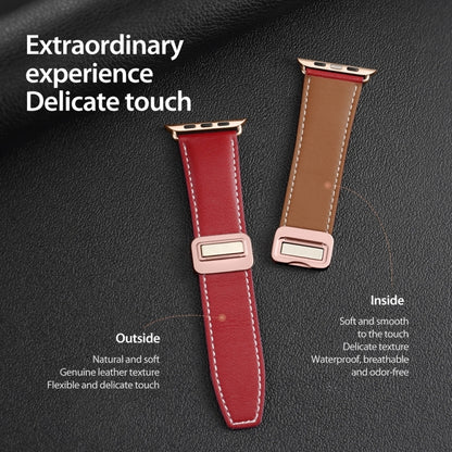 For Apple Watch Series 6 44mm DUX DUCIS YA Series Magnetic Buckle Genuine Leather Watch Band(Red) - Watch Bands by DUX DUCIS | Online Shopping UK | buy2fix