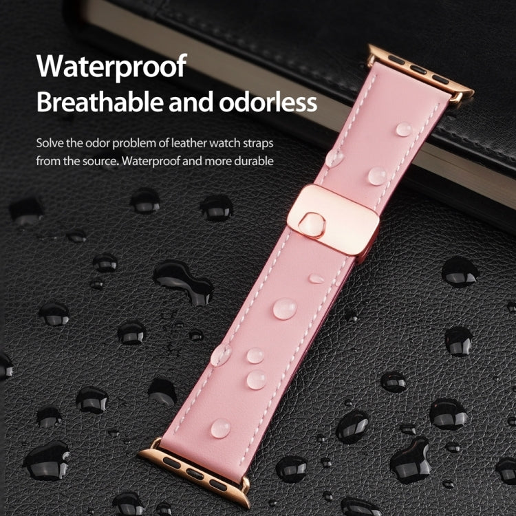 For Apple Watch Series 5 40mm DUX DUCIS YA Series Magnetic Buckle Genuine Leather Watch Band(Pink) - Watch Bands by DUX DUCIS | Online Shopping UK | buy2fix