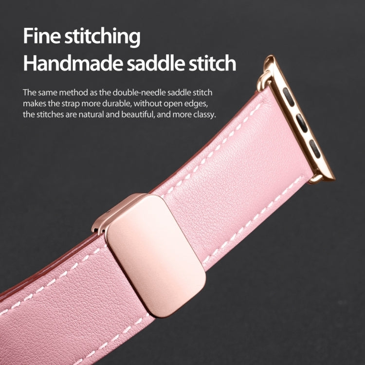 For Apple Watch Series 5 40mm DUX DUCIS YA Series Magnetic Buckle Genuine Leather Watch Band(Pink) - Watch Bands by DUX DUCIS | Online Shopping UK | buy2fix