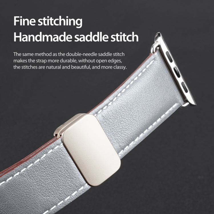 For Apple Watch Series 4 44mm DUX DUCIS YA Series Magnetic Buckle Genuine Leather Watch Band(Grey) - Watch Bands by DUX DUCIS | Online Shopping UK | buy2fix