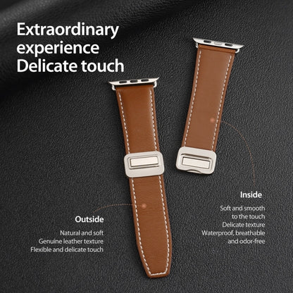 For Apple Watch Series 4 40mm DUX DUCIS YA Series Magnetic Buckle Genuine Leather Watch Band(Brown) - Watch Bands by DUX DUCIS | Online Shopping UK | buy2fix