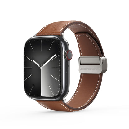 For Apple Watch Series 3 42mm DUX DUCIS YA Series Magnetic Buckle Genuine Leather Watch Band(Brown) - Watch Bands by DUX DUCIS | Online Shopping UK | buy2fix