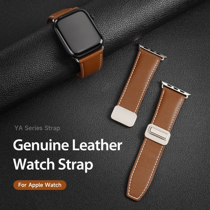 For Apple Watch Series 3 42mm DUX DUCIS YA Series Magnetic Buckle Genuine Leather Watch Band(Brown) - Watch Bands by DUX DUCIS | Online Shopping UK | buy2fix