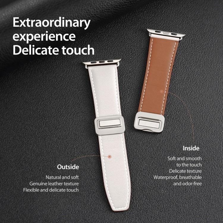 For Apple Watch Series 2 42mm DUX DUCIS YA Series Magnetic Buckle Genuine Leather Watch Band(White) - Watch Bands by DUX DUCIS | Online Shopping UK | buy2fix