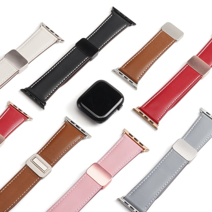 For Apple Watch Series 7 41mm DUX DUCIS YA Series Magnetic Buckle Genuine Leather Watch Band(White) - Watch Bands by DUX DUCIS | Online Shopping UK | buy2fix