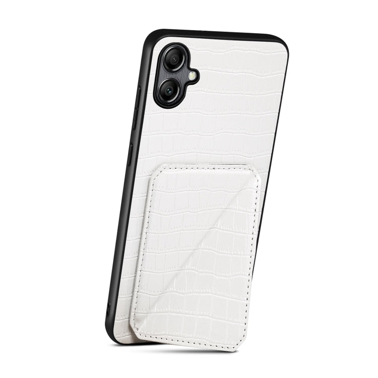 For Samsung Galaxy A05 Denior Imitation Crocodile Leather Back Phone Case with Holder(White) - Galaxy Phone Cases by Denior | Online Shopping UK | buy2fix