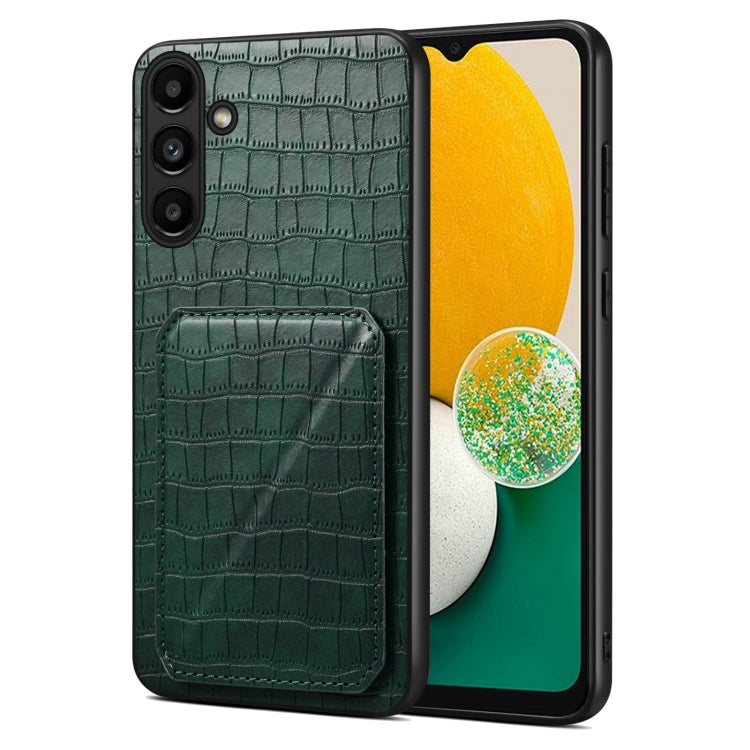 For Samsung Galaxy A13 5G Denior Imitation Crocodile Leather Back Phone Case with Holder(Green) - Galaxy Phone Cases by Denior | Online Shopping UK | buy2fix