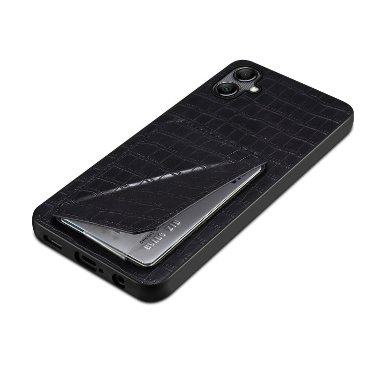 For Samsung Galaxy A20 / A30 Denior Imitation Crocodile Leather Back Phone Case with Holder(Black) - Galaxy Phone Cases by Denior | Online Shopping UK | buy2fix