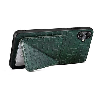 For Samsung Galaxy A23 4G /5G Denior Imitation Crocodile Leather Back Phone Case with Holder(Green) - Galaxy Phone Cases by Denior | Online Shopping UK | buy2fix