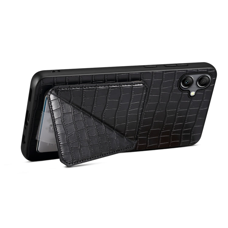 For Samsung Galaxy A32 5G Denior Imitation Crocodile Leather Back Phone Case with Holder(Black) - Galaxy Phone Cases by Denior | Online Shopping UK | buy2fix