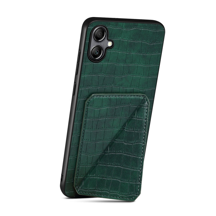 For Samsung Galaxy A32 5G Denior Imitation Crocodile Leather Back Phone Case with Holder(Green) by Denior
