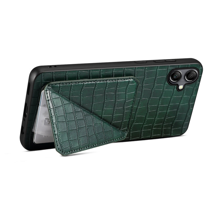 For Samsung Galaxy A32 5G Denior Imitation Crocodile Leather Back Phone Case with Holder(Green) by Denior