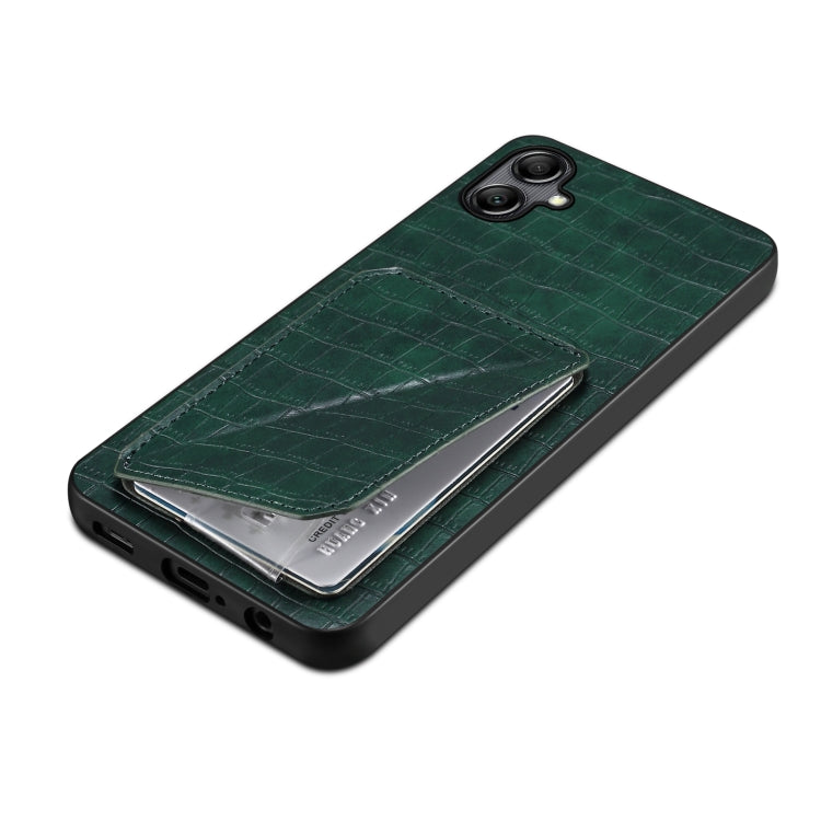 For Samsung Galaxy A32 5G Denior Imitation Crocodile Leather Back Phone Case with Holder(Green) by Denior