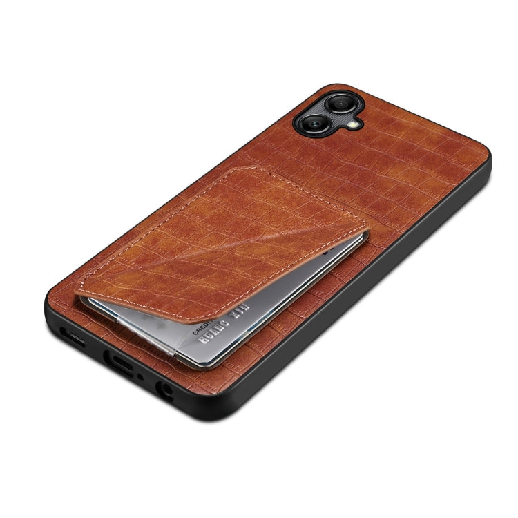 For Samsung Galaxy A52 4G / 5G Denior Imitation Crocodile Leather Back Phone Case with Holder(Brown) - Galaxy Phone Cases by Denior | Online Shopping UK | buy2fix