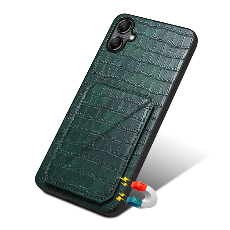 For Samsung Galaxy A53 5G Denior Imitation Crocodile Leather Back Phone Case with Holder(Green) by Denior