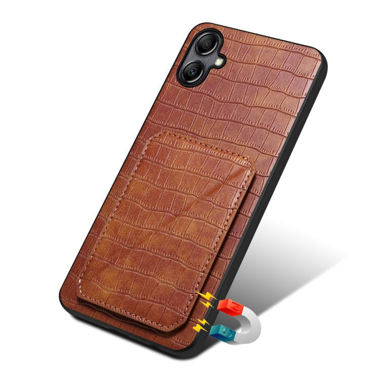 For Samsung Galaxy A53 5G Denior Imitation Crocodile Leather Back Phone Case with Holder(Brown) - Galaxy Phone Cases by Denior | Online Shopping UK | buy2fix