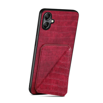 For Samsung Galaxy S21 FE 5G Denior Imitation Crocodile Leather Back Phone Case with Holder(Rose Red) - Galaxy Phone Cases by Denior | Online Shopping UK | buy2fix