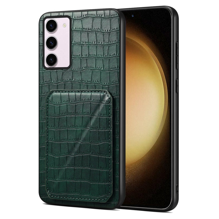 For Samsung Galaxy S23+ 5G Denior Imitation Crocodile Leather Back Phone Case with Holder(Green) - Galaxy S23+ 5G Cases by Denior | Online Shopping UK | buy2fix