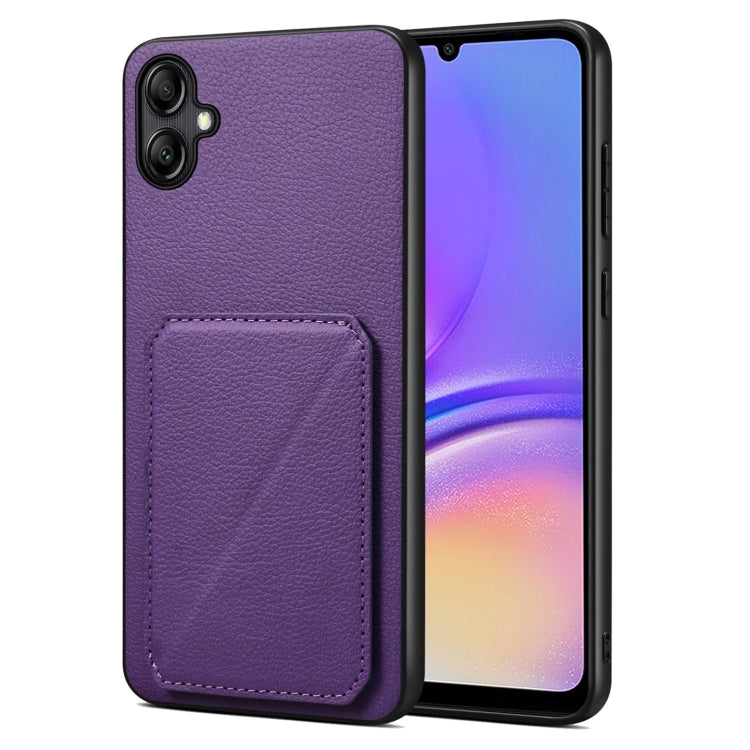 For Samsung Galaxy A05G Denior Imitation Calf Leather Back Phone Case with Holder(Purple) - Galaxy Phone Cases by Denior | Online Shopping UK | buy2fix