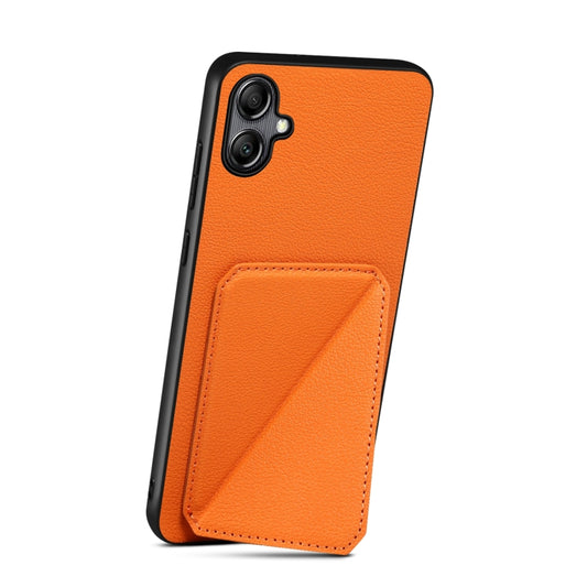For Samsung Galaxy A05G Denior Imitation Calf Leather Back Phone Case with Holder(Orange) by Denior