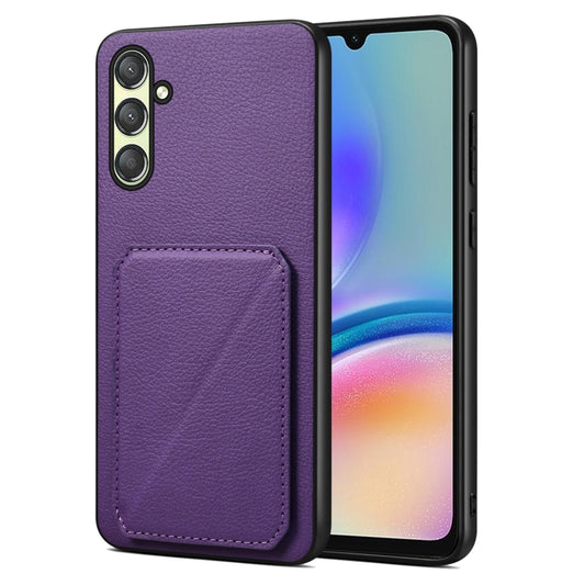 For Samsung Galaxy A05Gs Denior Imitation Calf Leather Back Phone Case with Holder(Purple) - Galaxy Phone Cases by Denior | Online Shopping UK | buy2fix