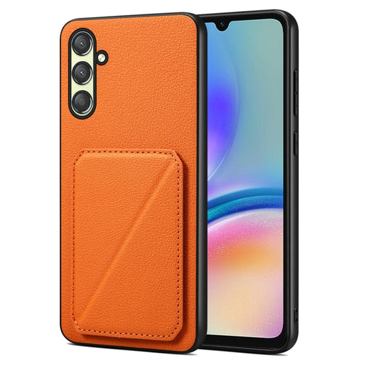 For Samsung Galaxy A05Gs Denior Imitation Calf Leather Back Phone Case with Holder(Orange) - Galaxy Phone Cases by Denior | Online Shopping UK | buy2fix