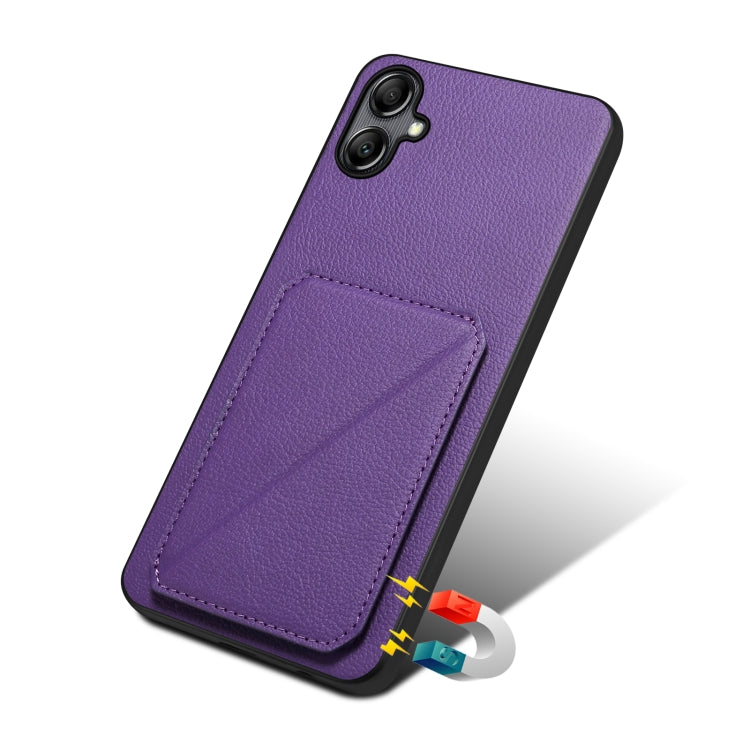 For Samsung Galaxy A13 5G Denior Imitation Calf Leather Back Phone Case with Holder(Purple) - Galaxy Phone Cases by Denior | Online Shopping UK | buy2fix